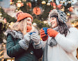 Enjoying some warming mulled wine at a Christmas market.